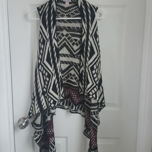 Xhilaratiom Aztec Open Flowy Sweater Overlay